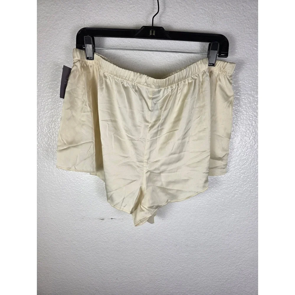 Auden Luxury Collection Women Satin Sleep Shorts Cream‎ White Size Large